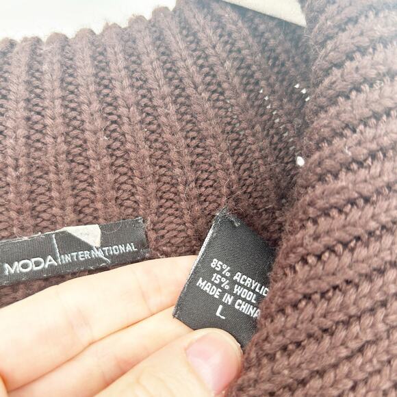 Moda International Womens Wool Blend Fair Isle‎ Knit Full Zip Cardigan Sweater L - Picture 5 of 8